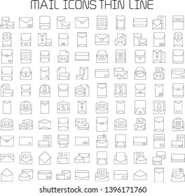 mail, email  and envelope icons set line design