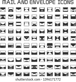 mail, email  and envelope icons set