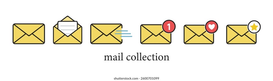 Mail, email, envelope icons. Set of mail envelope icon. For website design, logo, app, template, ui, etc.