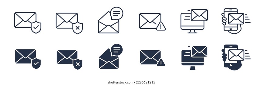 Mail, Email, Envelope icons. Vector graphic illustration. For website design, logo, app, template, ui, etc.

