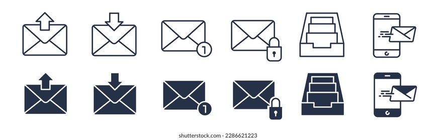 Mail, Email, Envelope icons. Vector graphic illustration. For website design, logo, app, template, ui, etc.