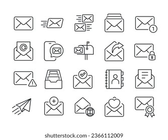 Mail, Email, Envelope icons. Vector graphic illustration. For website design, logo, app, template, ui, etc.