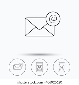 Mail, e-mail and hourglass icons.