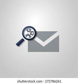 Mail or E-mail Icon Design with Magnifying Glass Symbol