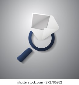 Mail or E-mail Icon Design with Magnifying Glass Symbol