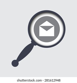 Mail or E-mail Icon Design with Magnifying Glass 