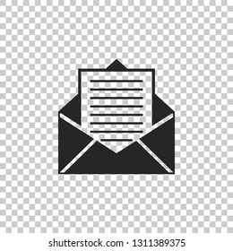 Mail and e-mail icon isolated on transparent background. Envelope symbol e-mail. Email message sign. Flat design. Vector Illustration