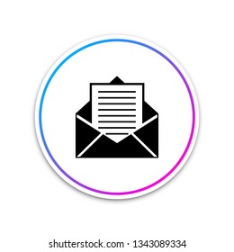 Mail and e-mail icon isolated on white background. Envelope symbol e-mail. Email message sign. Circle white button. Vector Illustration