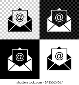 Mail and e-mail icon isolated on black, white and transparent background. Envelope symbol e-mail. Email message sign. Vector Illustration