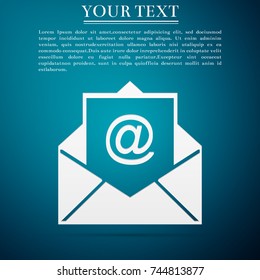 Mail and e-mail icon isolated on blue background. Envelope symbol e-mail. Email message sign. Flat design. Vector Illustration