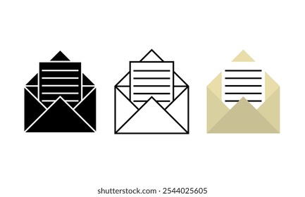 Mail, email icon set. Colored vector illustration.