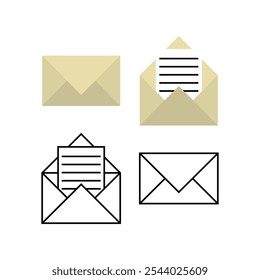 Mail, email icon set. Colored vector illustration.