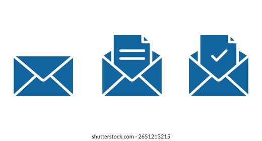 Conjunto de iconos de correo o correo electrónico. Símbolo de sobre con letra. Email enviar mensaje icono de Vector conjunto aislado sobre fondo blanco. 