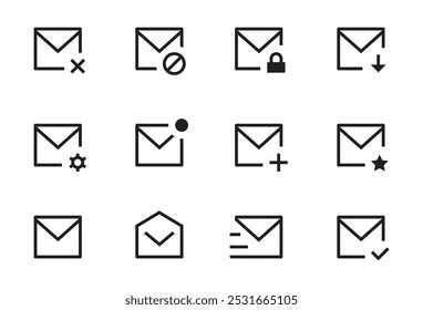Ícone Email e Email definido. símbolo e sinal de email. Ícone de email. Ícone de resposta de encaminhamento de envelope, Adequado para página da Web, aplicativo móvel, UI, design UX.