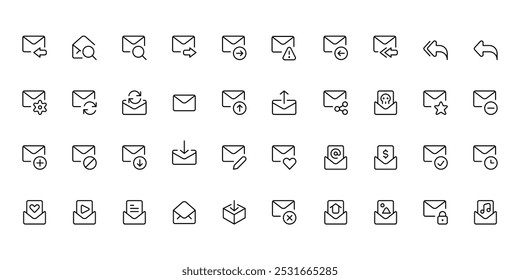 Ícone Email e Email definido. símbolo e sinal de email. Ícone de email. Ícone de resposta de encaminhamento de envelope, Adequado para página da Web, aplicativo móvel, UI, design UX.