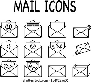 Mail Email icon Set Thin Line 