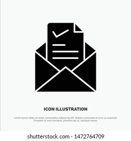 Mail, Email, Job, Tick, Good solid Glyph Icon vector