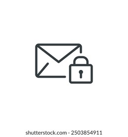 Contraseña de bloqueo de correo electrónico icono de protección segura, Ilustración vectorial