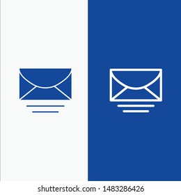 Mail, Email, Message, Global Line and Glyph Solid icon Blue banner Line and Glyph Solid icon Blue banner