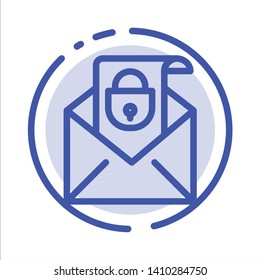 Mail, Email, Message, Security Blue Dotted Line Line Icon