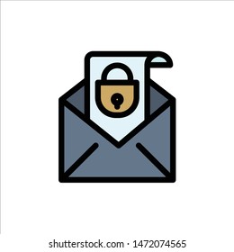 Mail, Email, Message, Security  Flat Color Icon. Vector icon banner Template