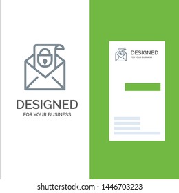 Mail, Email, Message, Security Grey Logo Design and Business Card Template