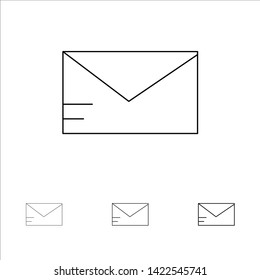Mail, Email, School Bold and thin black line icon set