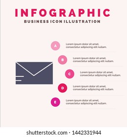 Mail or Email, Solid Icon Infographics 5 Steps Presentation Background
