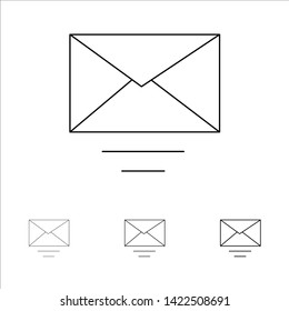Mail, Email, Text Bold and thin black line icon set