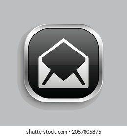 mail empty icon design. Glossy Button style rounded rectangle isolated on gray background.. Vector illustration