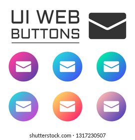 mail envelope account ui web button. ui elements. mail envelope vector icons on trendy gradients for web, mobile and user interface design