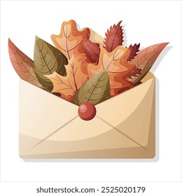 Mail envelope with autumn foxes. Seasonal vector illustration. Inspirational letter.