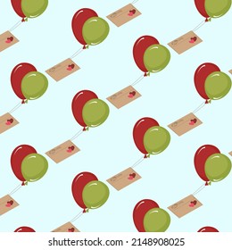 Mail envelope and balloon.Mail envelope with heart and air balloons in color vector pattern.