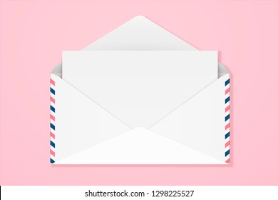 Mail and envelope with blank copy space on pink background