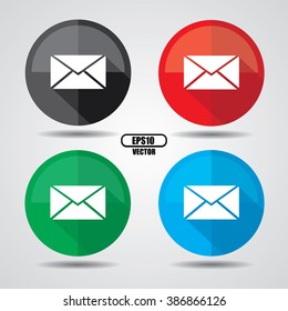 Mail envelope, Button, label and sign - Vector illustration