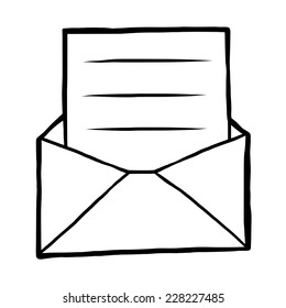 mail envelope / cartoon vector and illustration, black and white, hand drawn, sketch style, isolated on white background.