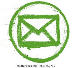 Mail Envelope In Circle Icon Crayon Chalk Drawing Vector