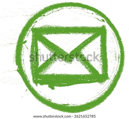 Mail Envelope In Circle Icon Crayon Chalk Drawing Vector