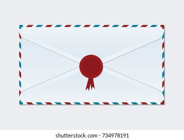 Mail envelope closed with wax seal - isolated on white background - vector art