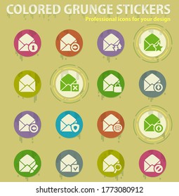 Iconos de color de correo y sobre con pegamento de sudaderas para aplicaciones web de diseño y móviles