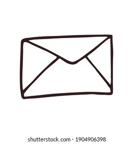 Mail envelope in doodle style. Mail and post office. Template for greeting card, banner, poster, print, web pages design. Hand Drawn vector illustration.
