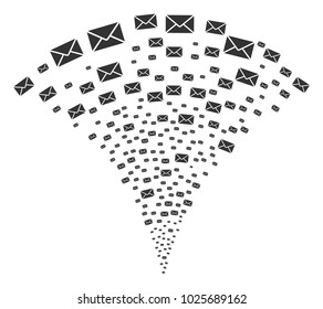 Mail Envelope festive fountain. Vector illustration style is flat iconic symbols. Object fountain done from random design elements as mail envelope fireworks.