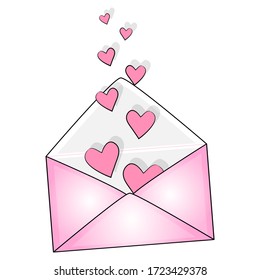 
mail envelope with hearts. vector illustration on a white background.