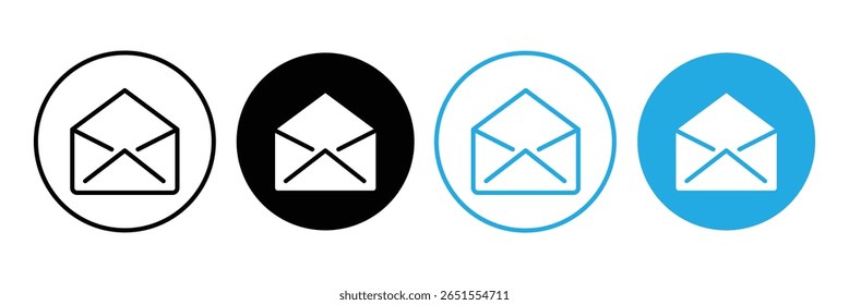  Icono de sobre de correo. Sobre cerrado, carta abierta. Ilustración vectorial.