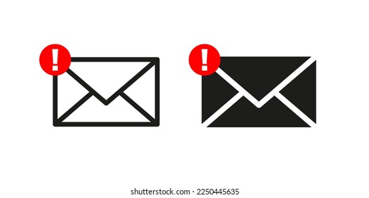 Colección de iconos de sobre de correo en negro plano. Símbolo postal del vector de notificación de correo electrónico.