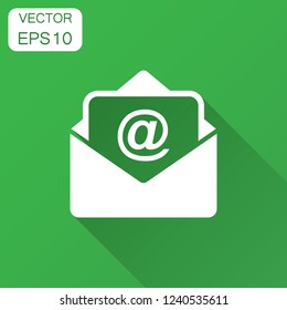 Mail envelope icon in flat style. Email message vector illustration with long shadow. Mailbox e-mail business concept.