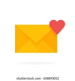 Mail envelope icon with hearts. Email send message concept vector illustration.
