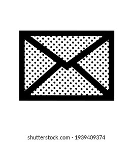 Mail envelope icon isolated on white background. Vector flat black and white illustration.