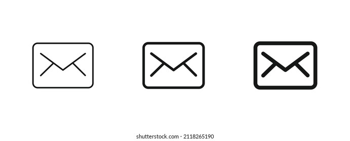 mail envelope icon, message icon, email symbol in filled, thin line, outline and stroke style for apps and website	
