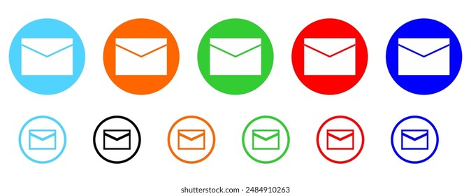 mail envelope icon, message icon, email symbol in filled, thin line, outline and stroke style for apps and website.